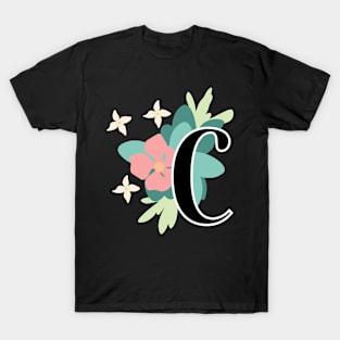 Flower C Initial T-Shirt